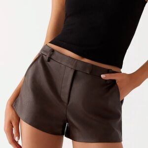 Brown Leather Women's Shorts